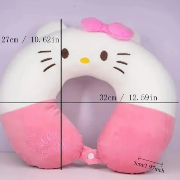 🐎NEW! Hello Kitty Pink and White Travel Neck Pillow - Picture 2 of 3